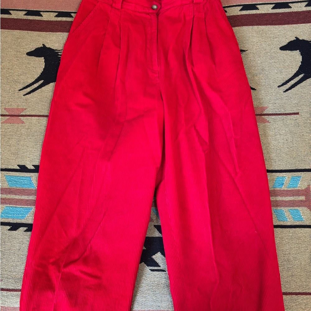 Vintage Vibrant Red Corduroy Pants